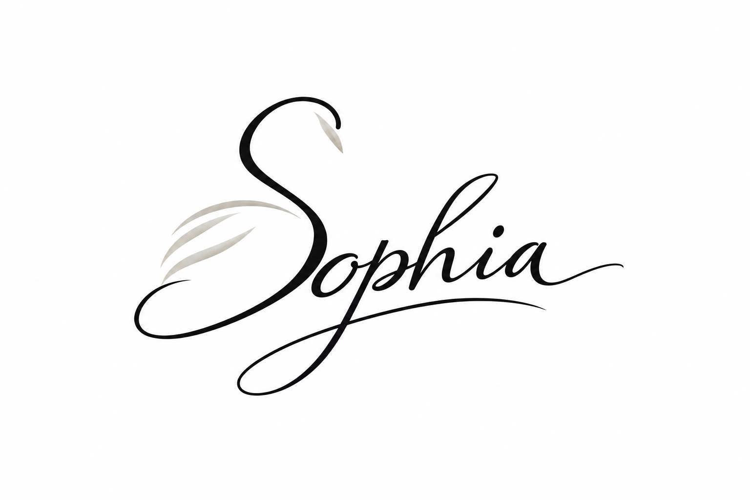 Sophia name with swan-inspired calligraphy